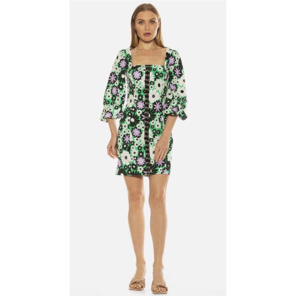 Alexia Admor Sammie Dress Floral Hippie 60s Retro Long Sleeve